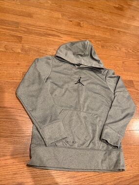 Jordan Gray Hooded Sweatshirt with Black Jumpman